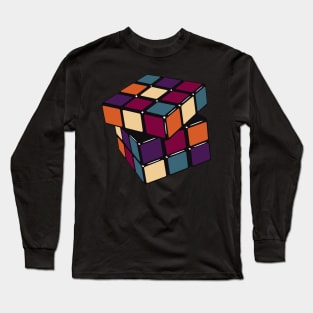 Rubik's cube in shades of retro colors Long Sleeve T-Shirt